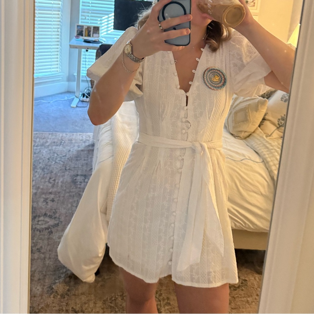 Olivaceous White Mini Dress